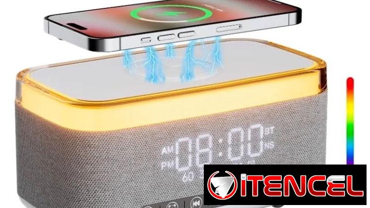 Reloj despertador con altavoz, cargador inalámbrico, relojes despertadores digitales para dormitorios con Bluetooth, rel — foto 1
