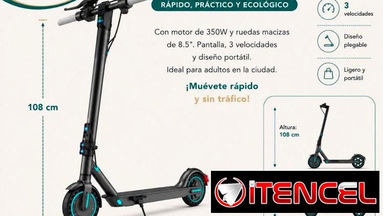 🛍️ Patinete Eléctrico 📝 Patinete eléctrico plegable, con motor de 350W, ruedas macizas de 8.5 pulgadas, pantalla y 3 v — foto 1