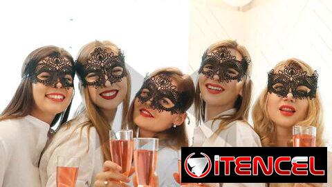 Máscara antifaz de encaje negro para fiesta, graduación, disfraces, baile. Máscara veneciana con cinta negra. Sexy