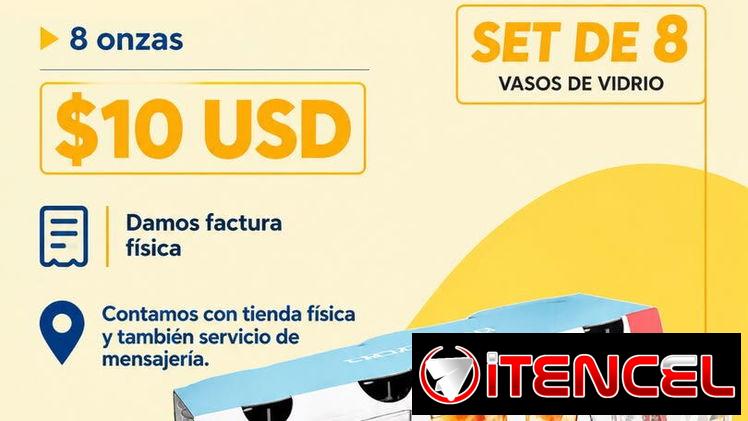 🥂 SET DE 8 VASOS DE VIDRIO✨