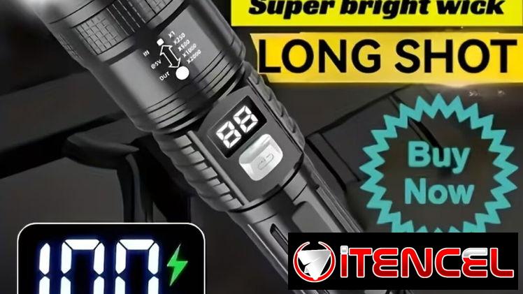 Linterna Táctica LED Recargable de Largo Alcance con Pantalla Digital