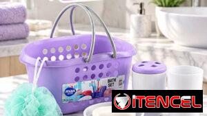 Set de baño  Incluye: Esponja de baño Jabonera Porta cepillos  Vaso Canasta organizadora en 3500 cup