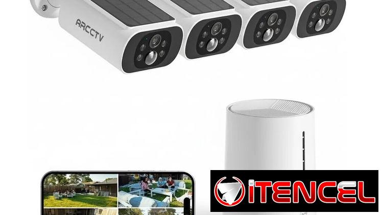 Sistema de Cámaras Solares ARCCTV C3 de 4 Cámaras 2K/4MP, Inalámbricas, Visión Nocturna a Color y Tarjeta 32GB
