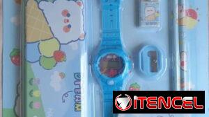 Estuche Escolar con Cartuchera Metálica y Reloj Azul(TC)