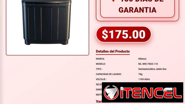 Lavadora Semiautomatica Milexus 7kg Doble Tina Revolico VPT-0195