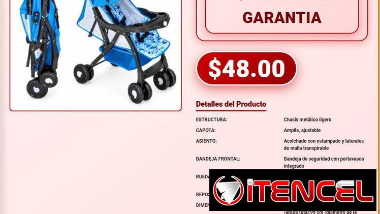Cochecito De Bebe TC-0012 Azul 4 Ruedas Dobles Alta Estabilidad VPT-0141