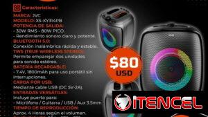 ⏯️ 35W RMS ⏯️ BOCINA BLUETOOTH JVC 35W RMS. TENEMOS MENSAJERÍA CON FACTURA Y GARANTÍA. TL 54833699