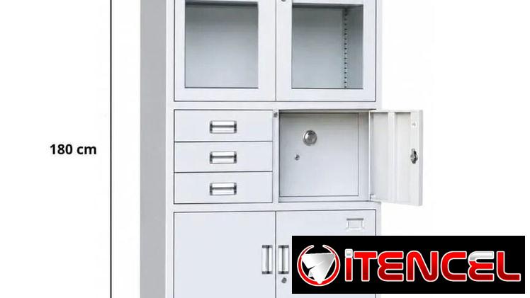 🪞 Armario de cocina de metal – 5 puertas y 3 gavetas