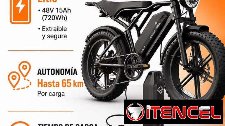 Bicicleta eléctrica 48V 15ah con batería de litio