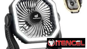 Ventilador Recargable Odoland 20000mAh con Linterna LED y 4 Velocidades