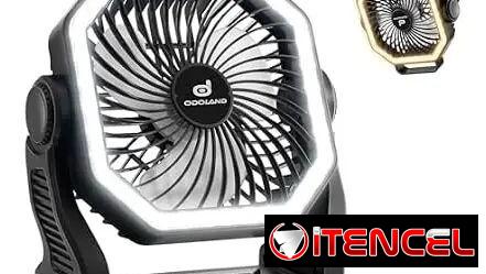 Ventilador Recargable Odoland 20000mAh con Linterna LED y 4 Velocidades