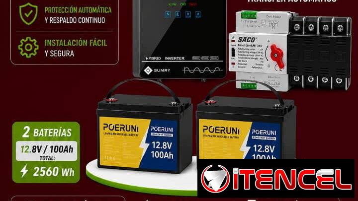 Combo Económico 110V Inversor 4Kw + 2.5KWh en baterías + Transfer 1900USD Transporte gratis. Incluyo la instalación