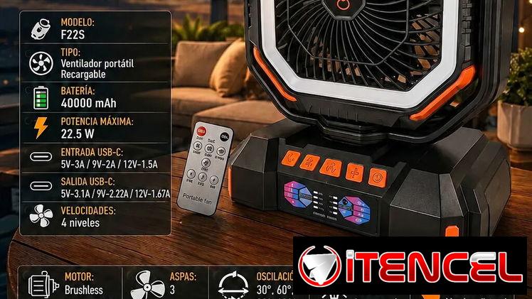 🚀 F22S 🚀 VENTILADOR RECARGABLE PORTATIL F22S 40000MAH. MENSAJERÍA CON FACTURA Y GARANTÍA. 📲 54833699