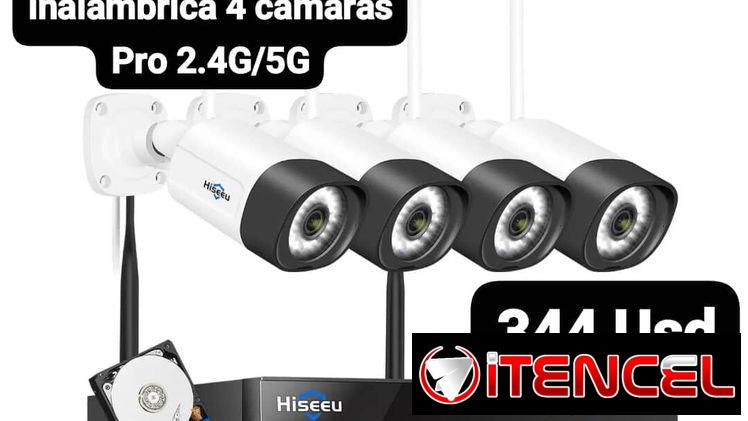 Cámara de Seguridad inalámbrica, 4 camaras Pro 2.4 G/5G, $344 usd ❗