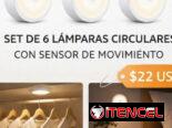 ♧₩ SET D 6 LÁMPARAS CIRCULARES RECARGABLES