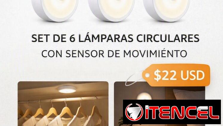 ♧₩ SET D 6 LÁMPARAS CIRCULARES RECARGABLES