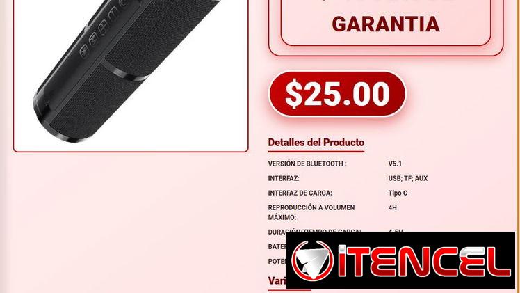 Bocina Bluetooth 1Hora BOC060 Conexión V5.1 Garantía Bocina Inalámbrica Bluetooth 1Hora BOC060 Con USB y TF VPT-0089