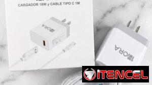 CARGADOR 18W CARGA RÁPIDA Y CABLE TIPO C CARGA RÁPIDA Y TRANSFIERE DATOS MIDE 1 METRO (MARCA 1HORA)