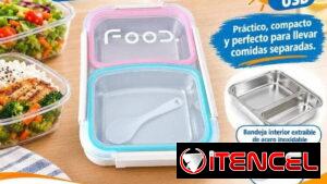 🍱 TAPER CON  2 DIVISIONES 661-9 FOOD –  Práctico recipiente rectangular y compacto, ideal para llevar comidas