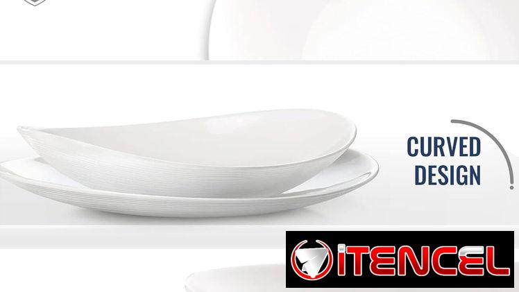 Juego de 6 platos blancos grandes forma ovalada