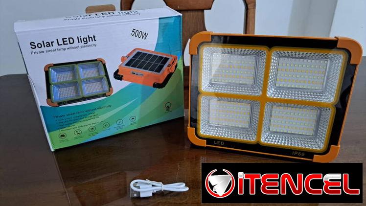 Lámpara Solar LED 500W portátil recargable – Panel solar + USB