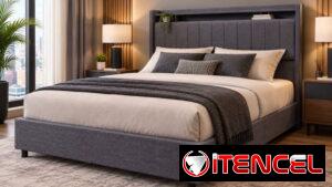 Cama camera full con luz led y 4 gavetas mensajería incluida