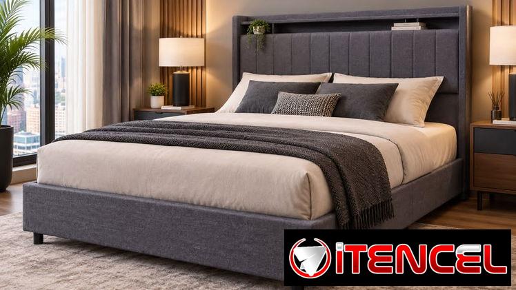 Cama camera full con luz led y 4 gavetas mensajería incluida