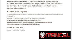 Busco empleo mas de 20 años de experiencia en el sector del turismo.Alimentos y bebidas.liderar equipos