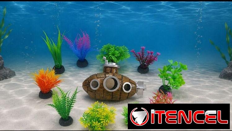 Set de Submarino con plantas para decorar peceras