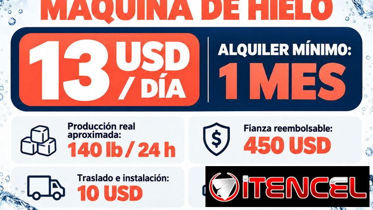 Renta de hielera y fabricadora de cubitos — 13 USD/día