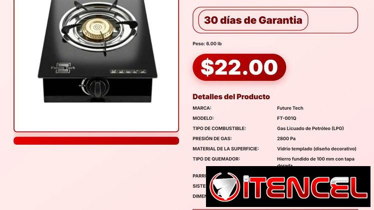 COCINA DE GAS DE VITROCERÁMICA 1 QUEMADOR .