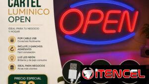 Cartel Luminico OPEN. Domicilio Incluido