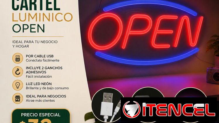 Cartel Luminico OPEN. Domicilio Incluido