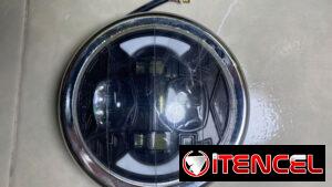 Faro Delantero LED Redondo de 7 Pulgadas con Bisel Cromado y Proyectores Lupa