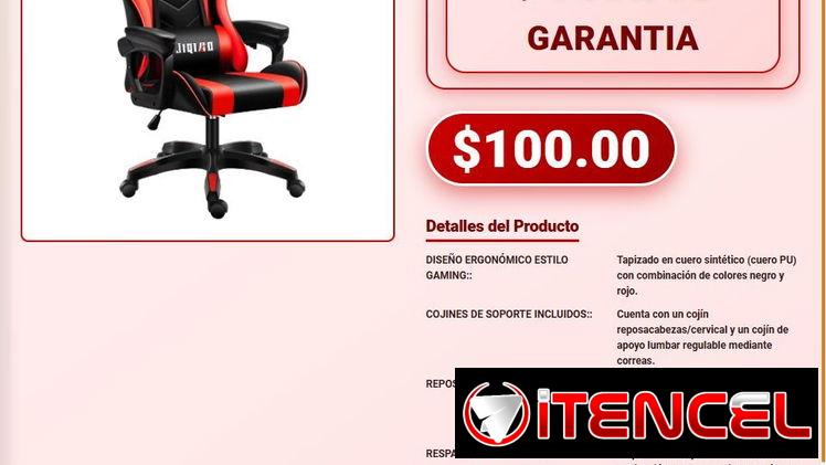 Silla Gaming Reclinable Ergonomica Cuero PU Reposapies Silla Ergonomica Gaming Reclinable Palanca RCL y LIFT VPT-0182