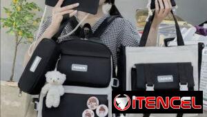 Juego de mochila 🖤💜🩷🩵