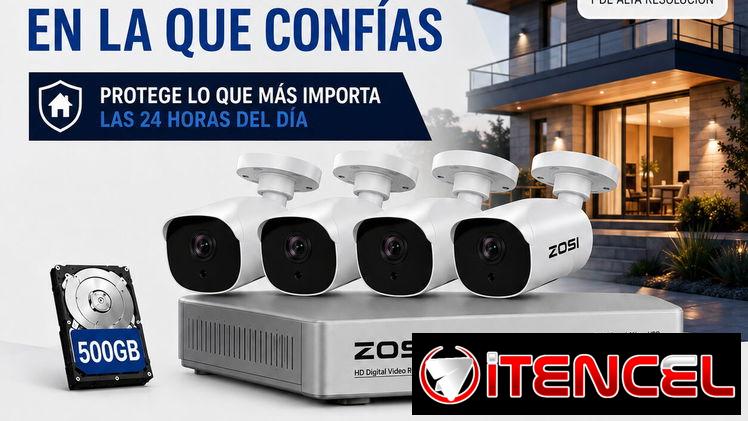 ZOSI 4 Cámaras 1080P + Audio | Control desde Celular