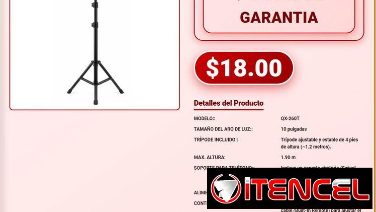 Kit completo de aro de luz QX-260T para fotografía Trípode ajustable y luz LED QX-260T para fotografía VPT-0057