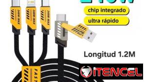 Cable USB, 3 en 1/ longitud 1.2m/ alta velocidad
