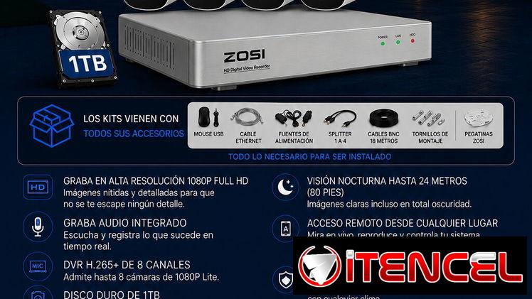 Cámaras de Seguridad con audio y todos los accesorios incluidos