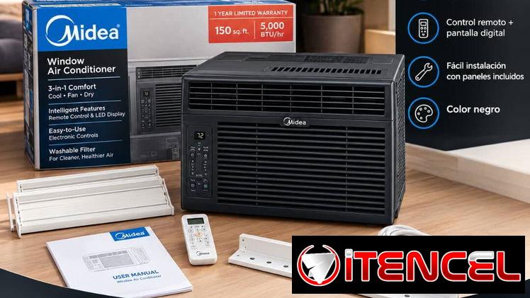 ❄️ **AIRE ACONDICIONADO MIDEA — 5,000 BTU**  ⚡ 110V | Bajo consumo: 450W 🔋 Ideal para usar con EcoFlow y plantas