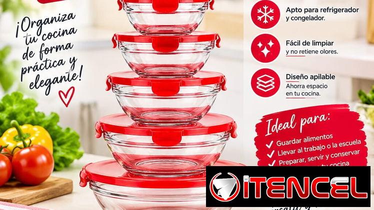 Set de posuelo de cristal con tapa 5 piezas