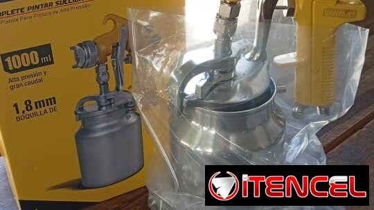 Pistola para pintar, boquilla de 1.8mm , 1000ml de capacidad.Incluye llave y set de limpieza
