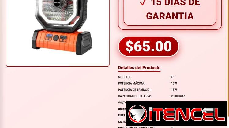 Ventilador Portatil F6 Naranja Con Luz LED Y Bateria Recargable VPT-0163