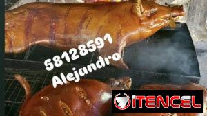 Puerco, asado, pierna, asado, comida cubana, comida criolla