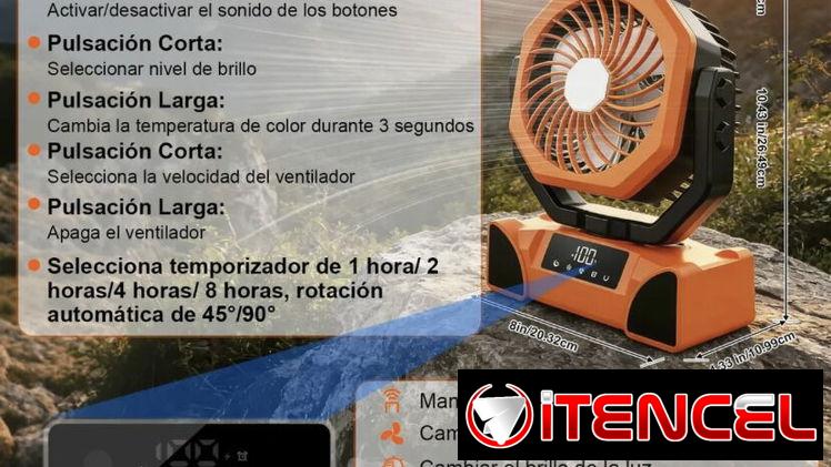 Ventilador recargable con luz led de 20000 mAh. Hasta 58 horas de ventilación continua — foto 4