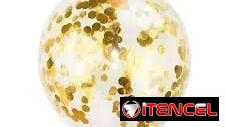 12" globos de Latex con Confetis Dorado