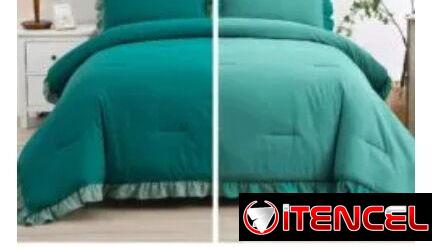 3 piezas Edredón Tamaño Queen King, Conjunto de ropa de cama estilo turquesa Edredón King
