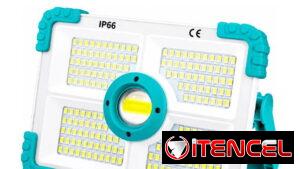 LAMPARA RECARGABLE SACO 100W 💡 Iluminación potente con 188 SMD + 1 COB: múltiples modos de luz (completa, media, blanc