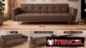 Sofá Cama con Puff con mensajería gratis